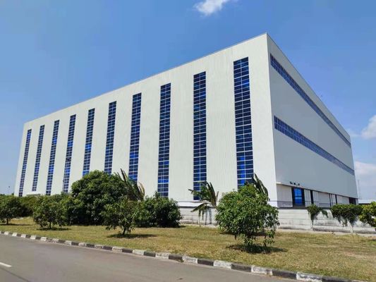 এইচ ফ্রেম এবং স্যান্ডউইচ প্যানেল সহ প্রিফ্যাব ইস্পাত কাঠামো গুদাম